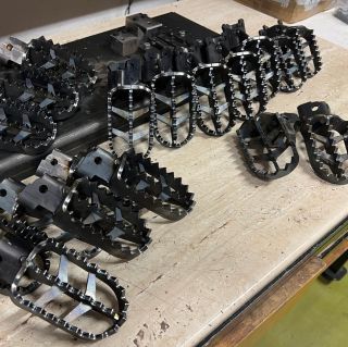 🔥 First batch in the making! 🔥 First production series of Honda NX650 Dominator footpegs is now welded and heading for...